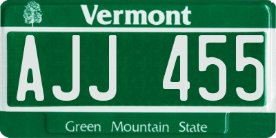 VT license plate AJJ455