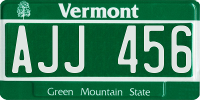 VT license plate AJJ456