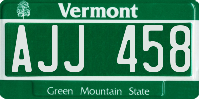 VT license plate AJJ458