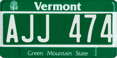 VT license plate AJJ474