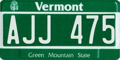 VT license plate AJJ475