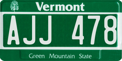 VT license plate AJJ478