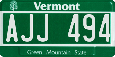 VT license plate AJJ494