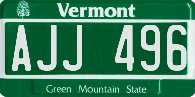 VT license plate AJJ496