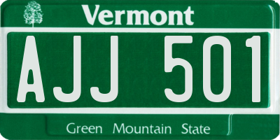 VT license plate AJJ501