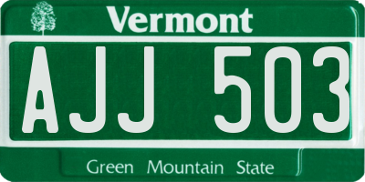VT license plate AJJ503