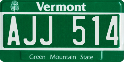 VT license plate AJJ514