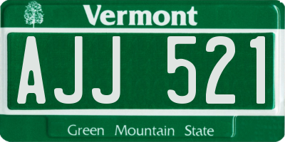 VT license plate AJJ521