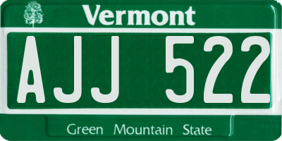 VT license plate AJJ522