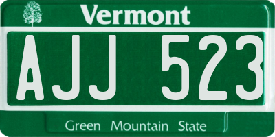 VT license plate AJJ523