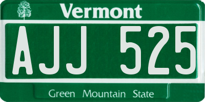 VT license plate AJJ525