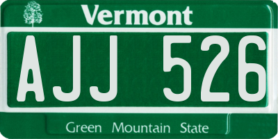 VT license plate AJJ526