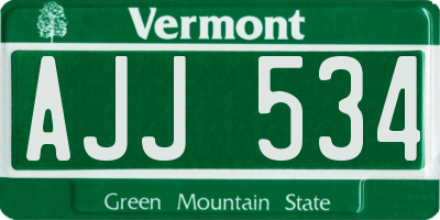 VT license plate AJJ534