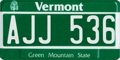 VT license plate AJJ536