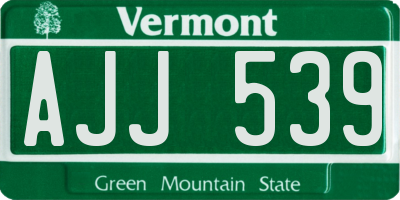 VT license plate AJJ539