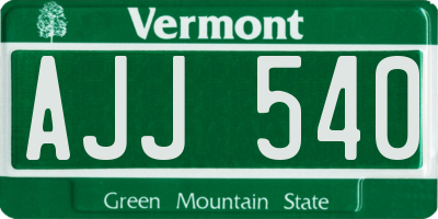 VT license plate AJJ540