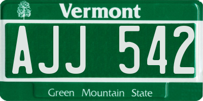 VT license plate AJJ542