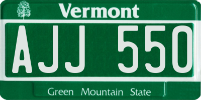 VT license plate AJJ550