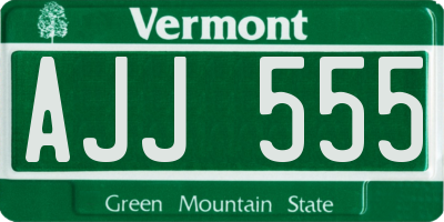 VT license plate AJJ555
