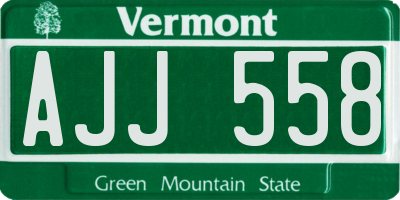 VT license plate AJJ558