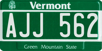 VT license plate AJJ562
