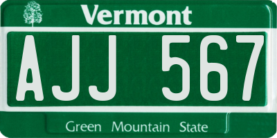 VT license plate AJJ567