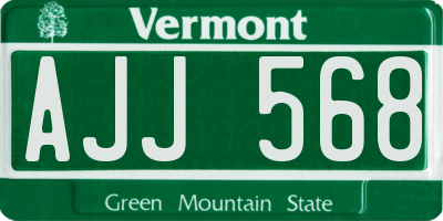 VT license plate AJJ568