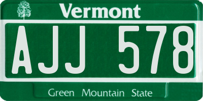 VT license plate AJJ578