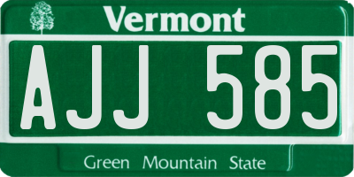 VT license plate AJJ585