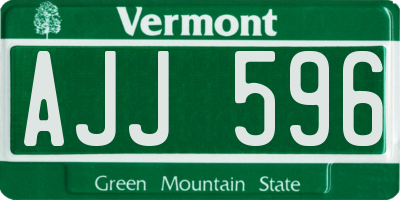 VT license plate AJJ596