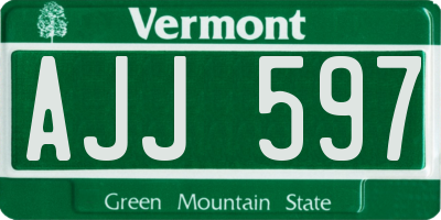 VT license plate AJJ597