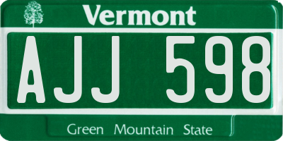 VT license plate AJJ598