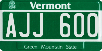 VT license plate AJJ600