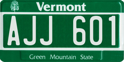 VT license plate AJJ601