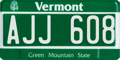 VT license plate AJJ608