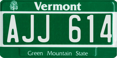 VT license plate AJJ614