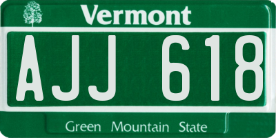 VT license plate AJJ618
