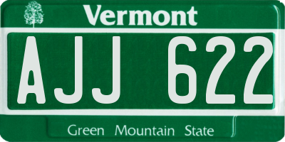 VT license plate AJJ622