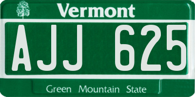 VT license plate AJJ625