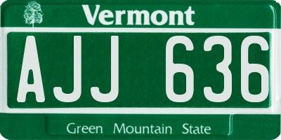 VT license plate AJJ636