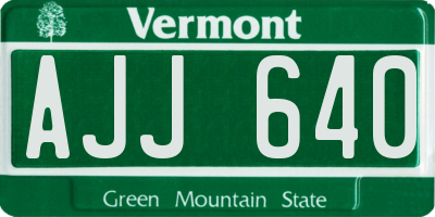 VT license plate AJJ640