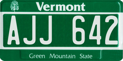 VT license plate AJJ642