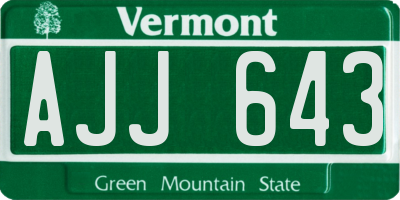 VT license plate AJJ643