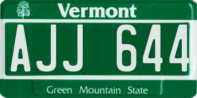 VT license plate AJJ644