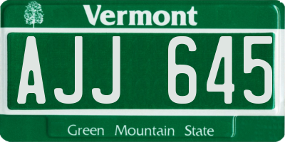 VT license plate AJJ645