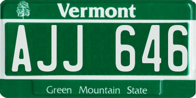 VT license plate AJJ646