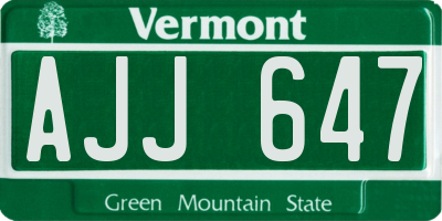 VT license plate AJJ647