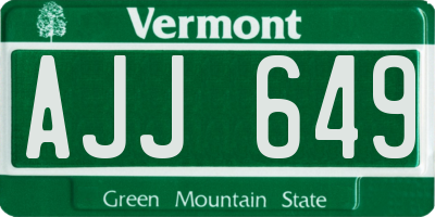 VT license plate AJJ649