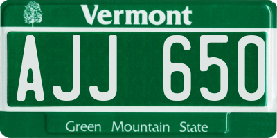 VT license plate AJJ650
