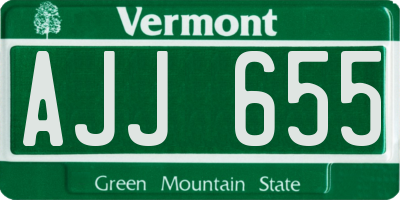 VT license plate AJJ655